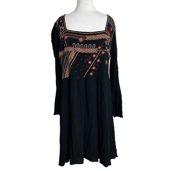 Savanna Jane Womens Dress Size 1X Black Embroidered Long Sleeve Boho Lined Flowy - Picture 12 of 12